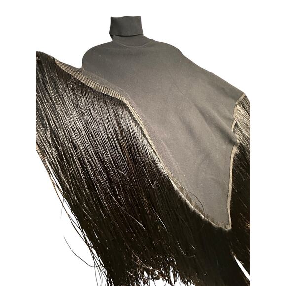 New Understated Leather x Free People River Walk Black Sm Fringe Poncho Sweater - Picture 3 of 9